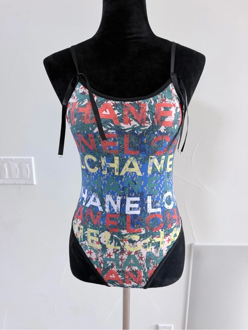 Chanel Multicolor Logo-Print One Piece Swimsuit size S